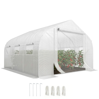 Outsunny 11.5' x 10' Walk-in Greenhouse, White with Zippered Door