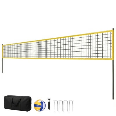 Soozier 31ft Portable Volleyball Net Set with Adjustable Height Steel Poles, Volleyball, Boundary Line and Carrying Bag