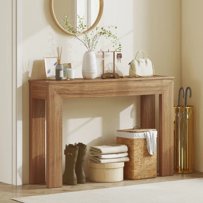 HOMCOM Modern Walnut 47" Narrow Console Table