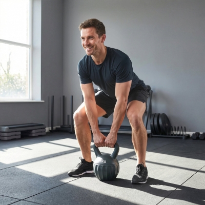 Soozier Kettlebell, 26 lbs Kettle Bell with Non-Slip Handle for Home Gym, Weight Lifting and Strength Training, Grey