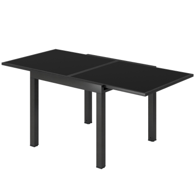 Outsunny Aluminum Expandable Outdoor Dining Table with Tempered Glass Tabletop and Aluminum Frame, for Garden, Backyard, Black