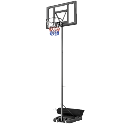 Soozier Basketball Hoop Stand Outdoor, 4.4–10 ft Single Hand Rotation Adjustable with Shatterproof Backboard & Weight Bag