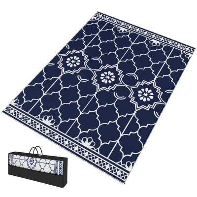 Outsunny 12' x 9' Reversible Outdoor Rug with LED Lights & Carry Bag