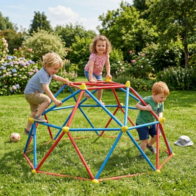 Outsunny 6 FT Climbing Dome Geometric Jungle Gym w/ Rust and UV-Resistant Steel, Up to 396 lbs, for 1-4 Children Aged 3-8 Years