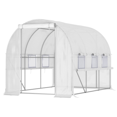 Outsunny 9.7' x 6.5' Walk-in Tunnel Greenhouse, White