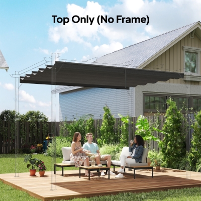 Outsunny 8.5' x 11.5' Retractable Pergola Canopy Replacement, Fit 10' x 13' Frame, Pergola Cover Replacement Top Only, Dark Grey