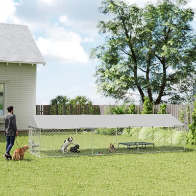 PawHut Outdoor Dog Kennel w/ UV-Resist Cover & Lockable Door, 20ft