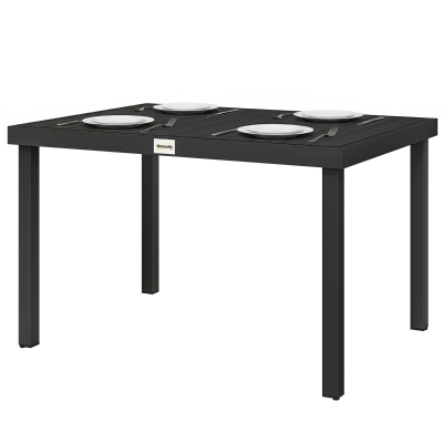 Outsunny Aluminum Outdoor Dining Table for 6, Patio Rectangular Table, 47.2" x 35.4" x 29.1", Black