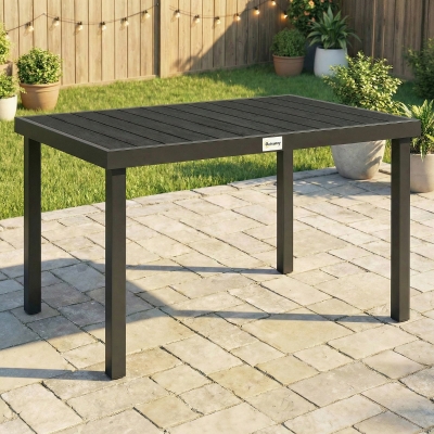 Outsunny Aluminum Outdoor Dining Table for 6, Patio Rectangular Table, 47.2" x 35.4" x 29.1", Black