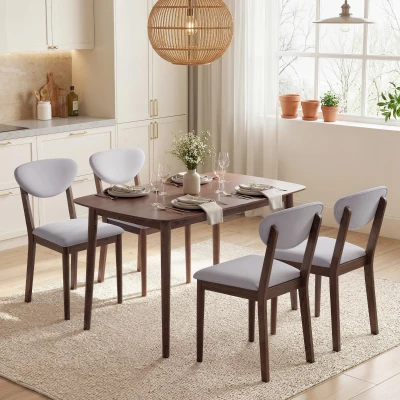 HOMCOM 5-Piece Dining Table Set, Modern Kitchen Table & Chairs, Gray