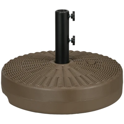 Outsunny Umbrella Base, Heavy Duty Fillable Base Holder with Steel Pole, Round Parasol Stand for Patio, Outdoor, Backyard, Brown
