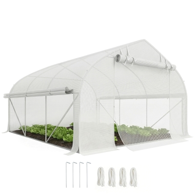 Outsunny 11.5' x 10' Walk-in Tunnel Greenhouse, White