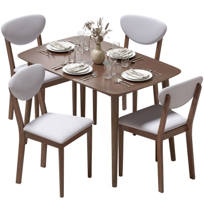 HOMCOM 5-Piece Dining Table Set, Modern Kitchen Table & Chairs, Gray