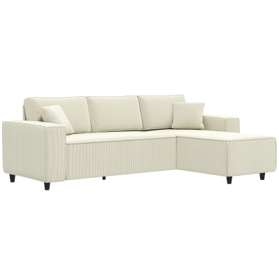 HOMCOM Cream White L-Shaped Corner Sofa with Reversible Chaise