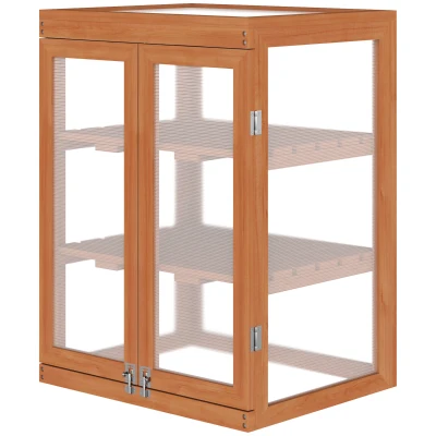 Outsunny Wooden 2 Tier Cold Frame Greenhouse Polycarbonate Plant Grow House Portable Garden, 22.8" x 17.3" x 30.7", Orange