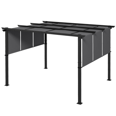 Outsunny 10' x 12' Metal Pergola, Outdoor Pergola with Retractable Canopy, for Garden, Patio, Backyard, Deck