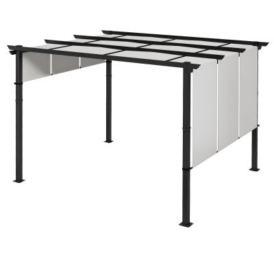 Outsunny 10' x 12' Metal Pergola, Outdoor Pergola with Retractable Canopy, for Garden, Patio, Backyard, Deck