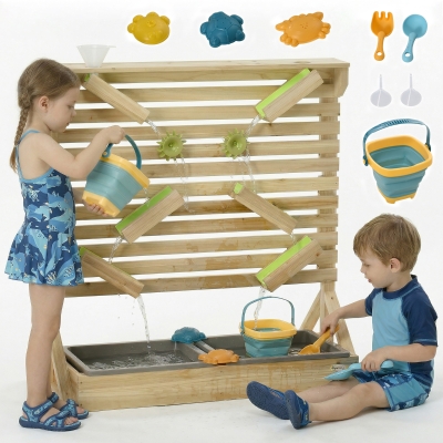 Outsunny Outdoor Water & Sand Toy Maze, Wooden Beach Activity