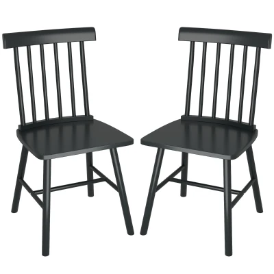 HOMCOM Set of 2 Nordic Dining Chairs, Wood Frame, Black