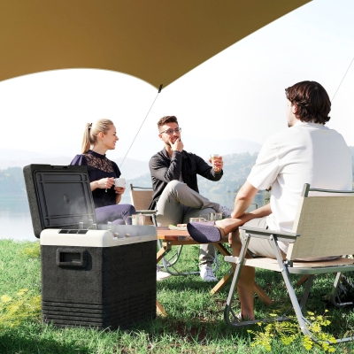 Outsunny 12 Volt Car Refrigerator, 53QT Car Fridge Electric Cooler, 12/24V DC and 100-240V AC, -68-68 ℉, Portable Refrigerator