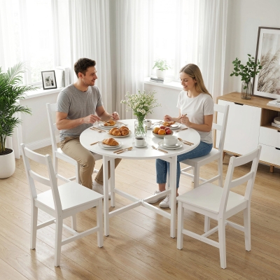 HOMCOM Drop Leaf Table, Folding Dining Table for Small Spaces 80 cm, White