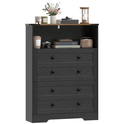 HOMCOM Shoe Cabinet with 2 Flip Drawers, Narrow Shoe Storage Cabinet, Black