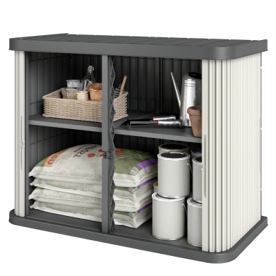 Outsunny 127 Gallon Outdoor Storage Cabinet, UV Resistant Garden Storage Container for Patio, Porch, Poolside, Grey