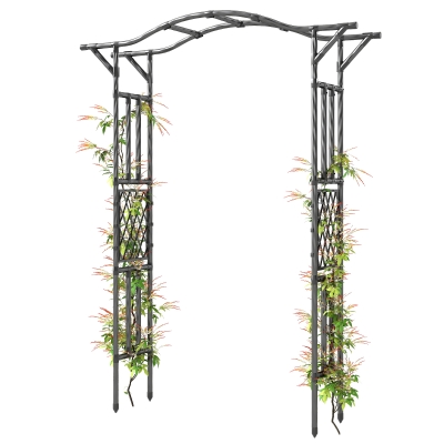 Outsunny PE-Coated Steel Garden Arch Trellis, Black