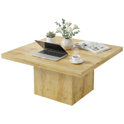 HOMCOM Square Coffee Table, Center Table with 1.6" Thick Tabletop, Natural Wood