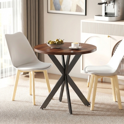 HOMCOM 29" Dining Table, Contemporary Round Kitchen Table with Steel Legs, Walnut