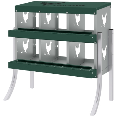 PawHut 6-Compartment Steel Chicken Nesting Boxes, Wall-Mount, Vented