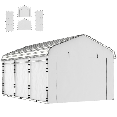 Outsunny 12' x 20' Carport Sidewall Panel, UPF50+ Waterproof, White