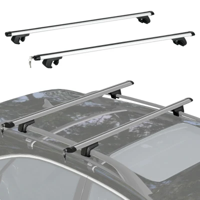 HOMCOM 2pc Roof Rack Car Roof Top Lockable Aluminum Cross Bars Adjustable Baggage Luggage Carrier, Silver (49")