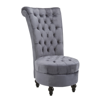 HOMCOM 45" Tufted High Back Velvet Accent Chair Living Room Soft Padded Couch Lounge Ash Grey