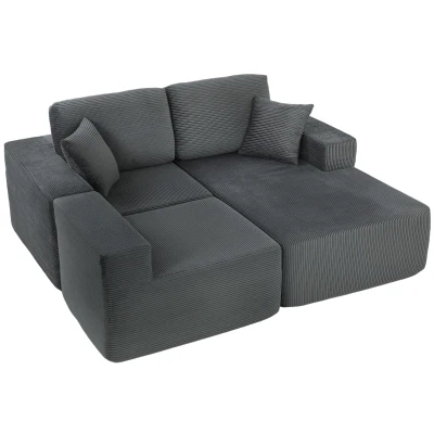 HOMCOM 2-in-1 Modular Sectional Sofa, Boneless L Shaped Couch Sofa Bed, Dark Grey