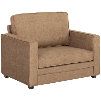 HOMCOM Accent Chair, Velvet-feel Fabric Armchair with Wide Seat, Spring Cushion, Solid Wood legs, Brown