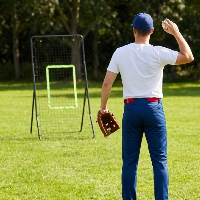 Soozier 4 x 5.7ft Volleyball Rebounder Net with Strike Zone, Baseball Lacrosse Training Net for Pitching and Fielding