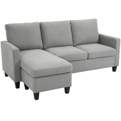 HOMCOM L-Shape Sofa, Modern Sectional Couch with Ottoman, Corner Sofa for Living Room, Light Grey
