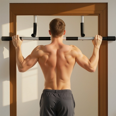 Soozier Pull-Up Bar for Doorway, Home Fitness Door Horizontal Chin up Bar for Indoor Gym Upper Body Workout, Grey