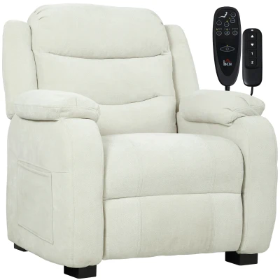 HOMCOM Massage Recliner Chair, Power Recliner with Quiet Brushless Motor, Remote, Pockets, 2 Memory Positions, Beige