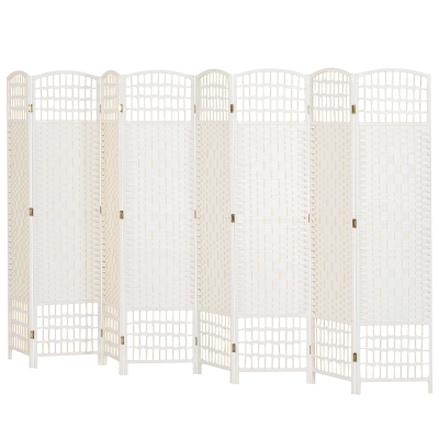 HOMCOM 8-Panel Folding Privacy Screen Room Divider, White
