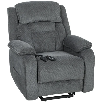 HOMCOM Power Recliner Chair with Massage, Electric Lift Chair for Elderly with Side Pockets, 2 Memory Positions, Remote, Grey