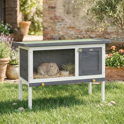 PawHut Wooden Elevated Rabbit Hutch with Asphalt Roof, Outdoor