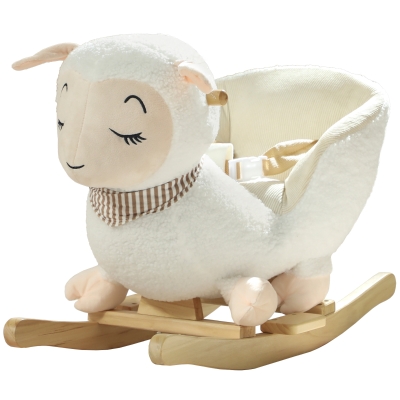 Qaba Baby Sheep Rocking Horse with Lullaby for Toddlers, White