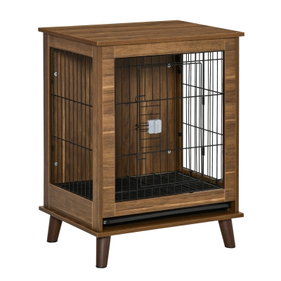 PawHut Wooden Dog Kennel, Small Indoor Pet Crate, Brown