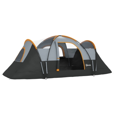 Outsunny 5-6 Person Family Tent, Outdoor Camping Tent with Lighting Hook, Carrying Bag for Camping, Hiking and Travelling, Cream