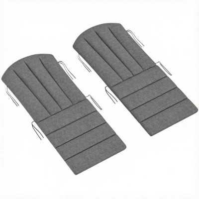 Outsunny Set of 2 Patio Chair Cushions, High Back Adirondack Chair Cushion with Ties, High-Density Foam, Dark Grey