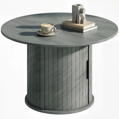 HOMCOM Round Coffee Table, 31.5" Center Table, Cement Grey