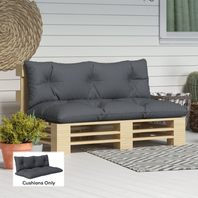 Outsunny 2 Seater 6" Thick Outdoor Seat Cushions with Back Cushion for Pallet, Loveseat Outdoor Furniture Cushions, Dark Grey