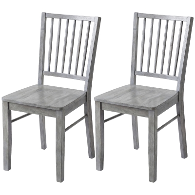 HOMCOM Dining Chairs Set of 2, Armless Wood, Rustic Gray